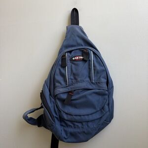 Eastpak Vintage Cross Body Backpack Sling Navy Blue Canvas 90s   Y2K Rare